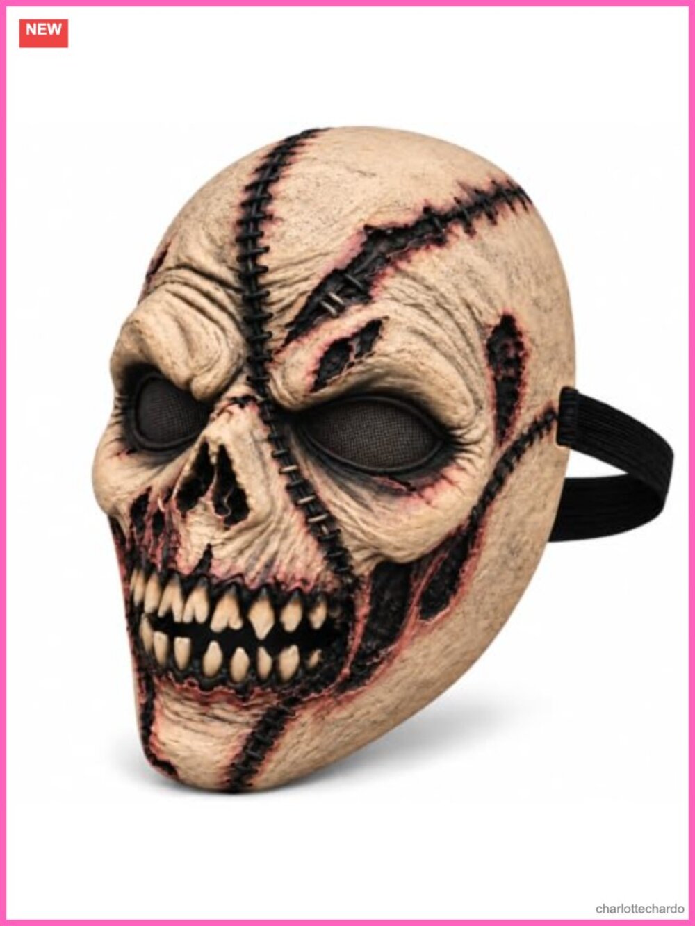 Creepy Smiling Demon Latex Half-Face Mask Halloween Adult Unisex